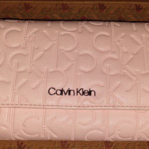 Calvin Klein Blush Pink Leather Monogram Ladies Quilted Wallet